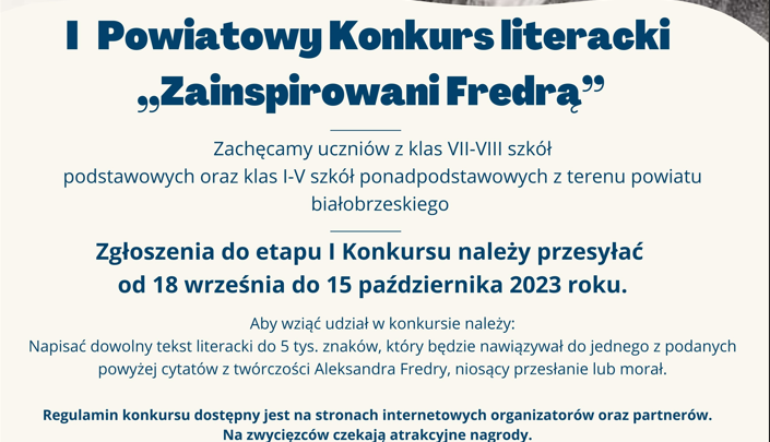 Regulamin I Powiatowego Konkursu literackiego – „Zainspirowani Fredrą”