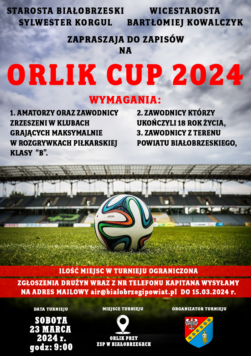 Zapraszamy do zapisów na turniej piłki nożnej "Orlik Cup 2024"