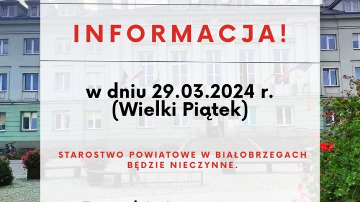 Dzień wolny od pracy 29.03.2024r.