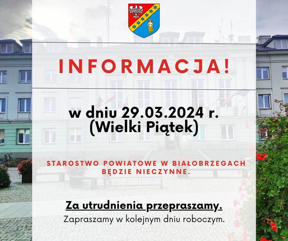 Dzień wolny od pracy 29.03.2024r.