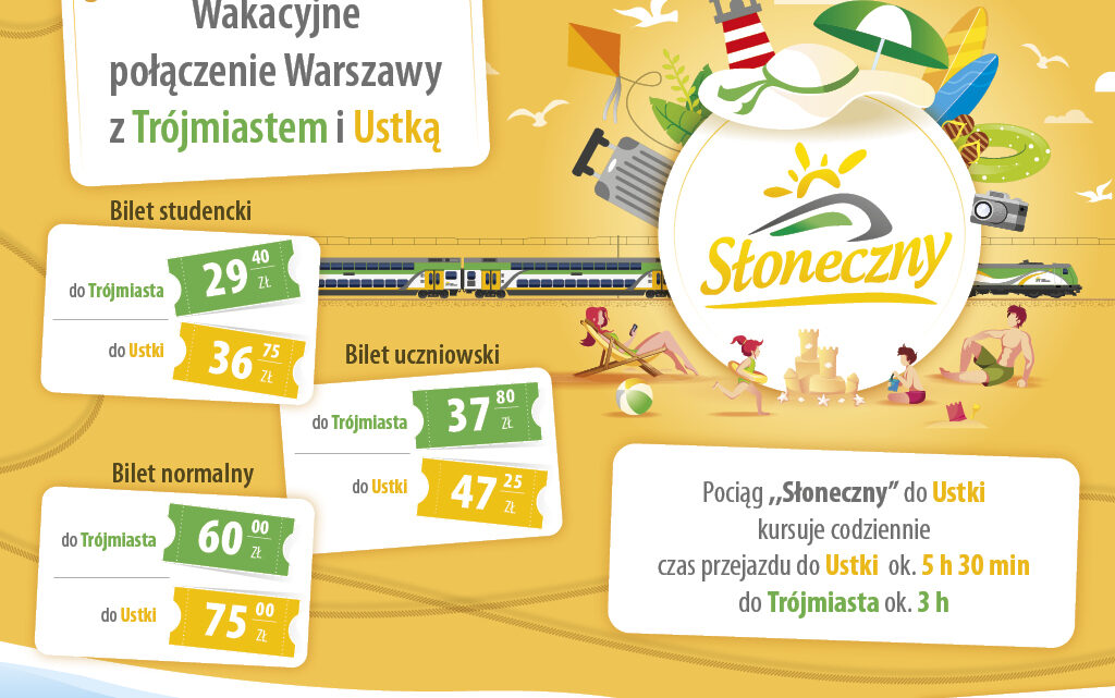 Już w pierwszą sobotę wakacji na szlak wyruszy pociąg „Słoneczny” do Ustki. „Słoneczny”