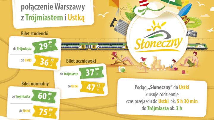 Już w pierwszą sobotę wakacji na szlak wyruszy pociąg „Słoneczny” do Ustki. „Słoneczny”