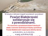 W związku z obliczem tragedii wywołanych powodziami Powiat Białobrzeski ogłasza zbiórkę darów dla powodzian.