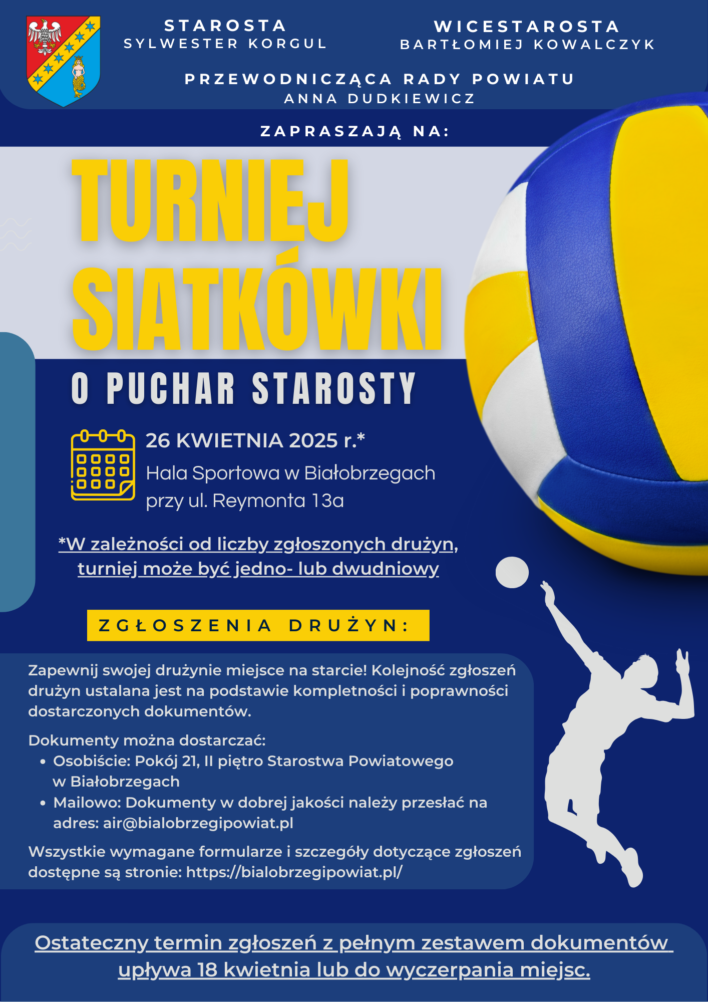 Turniej Siatkówki o Puchar Starosty – zapraszamy do zgłoszeń!