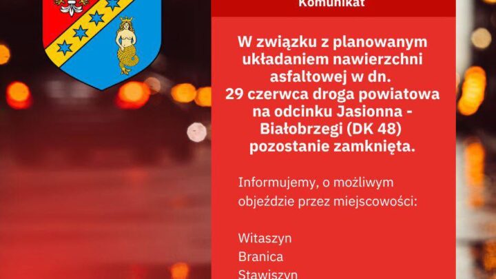 🛣️‼️ Komunikat dla użytkowników drogi powiatowej w miejscowości Jasionna. ‼️ Zachęcamy do udostępnienia i poinformowania zainteresowanych. ‼️ 🛣️